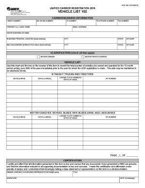 Unified Carrier Registration Form 102
