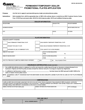 Virginia Dealer Promotional Plates Application