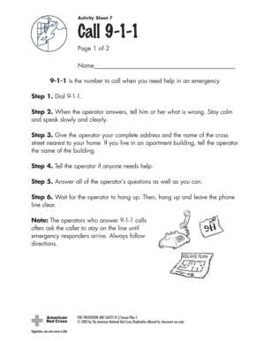 Call 9-1-1 Emergency Activity Sheet