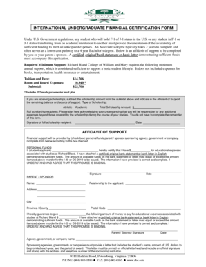 International Undergraduate Financial Certification Form