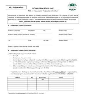 2015-16 Independent Verification Worksheet