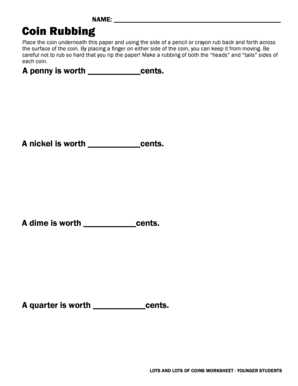 Coin Rubbing Worksheet