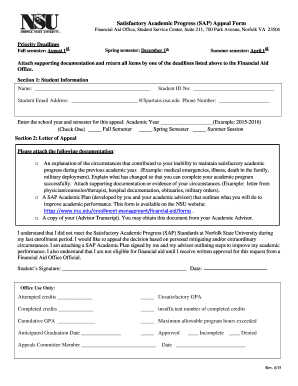 Satisfactory Academic Progress Appeal Form