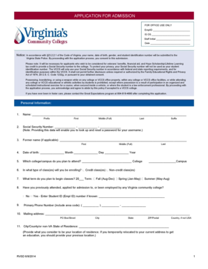 Virginia Community College Application Form