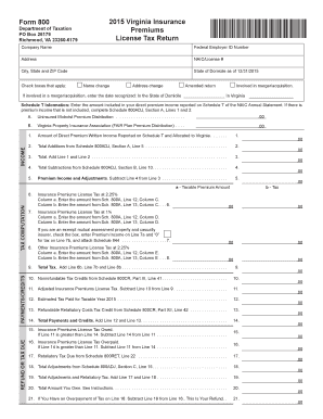 Virginia Insurance Premiums License Tax Return