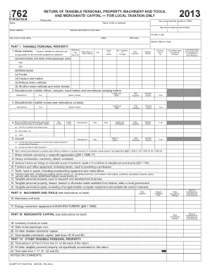 Virginia Form 762 Tangible Personal Property Tax Return