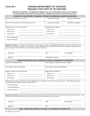 Virginia Tax Return Copy Request Form
