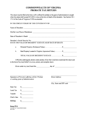 Virginia Probate Tax Return