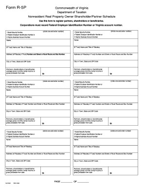 Virginia Nonresident Real Property Owner Schedule
