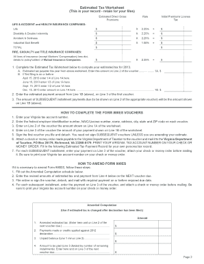 Virginia Insurance Premiums License Tax Form 800ES