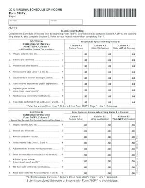 2013 Virginia Schedule of Income