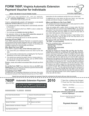 Virginia Form 760IP Automatic Extension Payment Voucher