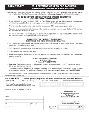 Virginia 2014 Payment Coupon for Farmers, Fishermen, and Merchant Seamen