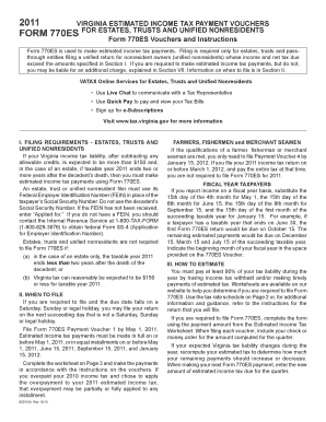 Virginia Form 770ES Estimated Income Tax Payment Vouchers