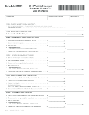 Virginia Insurance Premiums License Tax Schedule 800CR
