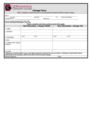 Student Change Form