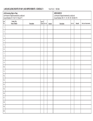 Form PL3-O Land and Improvements Schedule