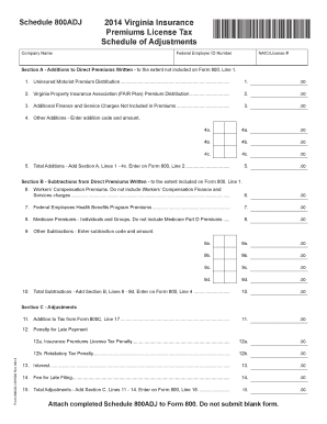 Virginia Insurance Premiums License Tax Adjustment Form