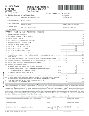 Virginia Form 765 Individual Income Tax Return