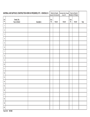 Material and Supplies Construction Work Schedule
