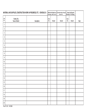Material and Supplies Construction Work Schedule