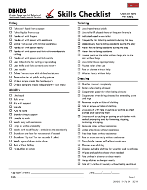 Virginia Skills Checklist Form