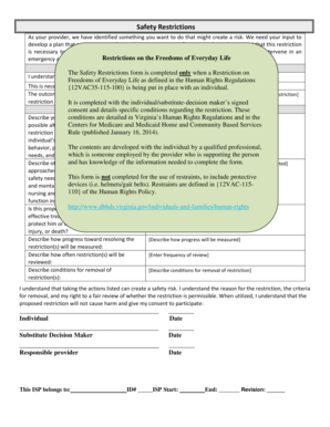 Safety Restrictions Form