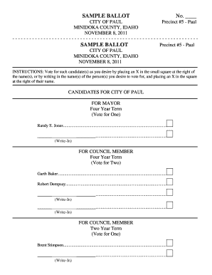 City of Paul Sample Ballot