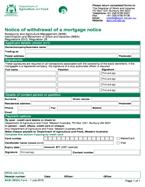 Notice of Withdrawal of a Mortgage Notice