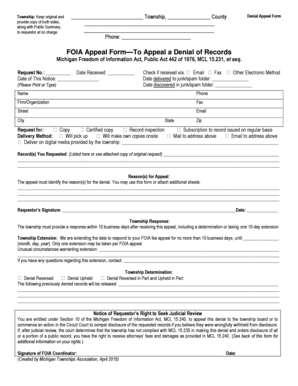 Michigan FOIA Appeal Form