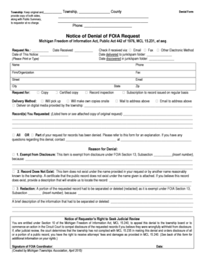 Michigan FOIA Denial Form