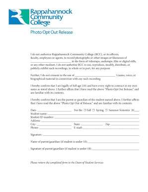 Photo Opt Out Release Form
