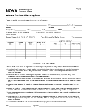 Veterans Enrollment Reporting Form