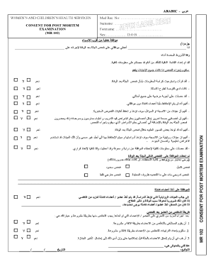 Consent for Post Mortem Examination