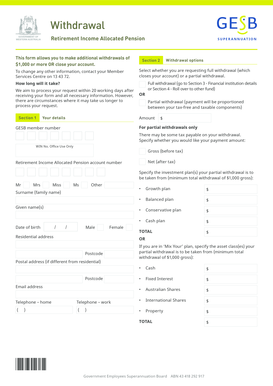 Retirement Income Allocated Pension Withdrawal Form