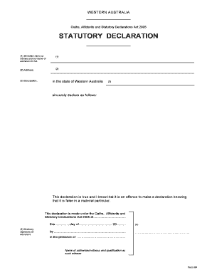 Western Australia Statutory Declaration Form