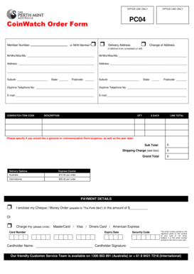 CoinWatch Order Form