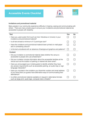 Accessible Events Checklist