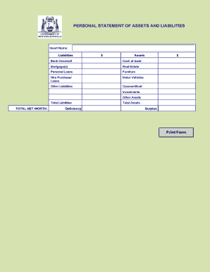 Personal Statement of Assets and Liabilities