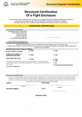 Fillable Online Structural Certification Of a Fight Enclosure ...