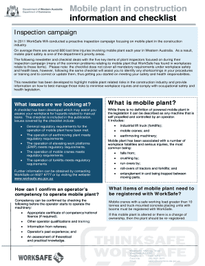 Mobile Plant Safety Checklist