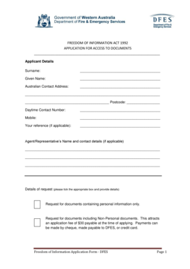 Freedom of Information Act 1992 Application Form