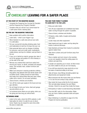 Bushfire Emergency Checklist