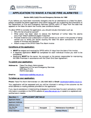 Application to Waive False Fire Alarm Fee