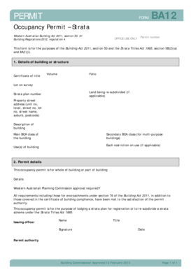 Occupancy Permit Form BA12