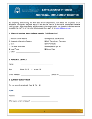 Aboriginal Employment Register Expression of Interest