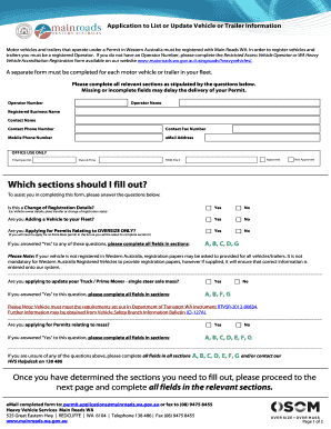Western Australia Vehicle Registration Application