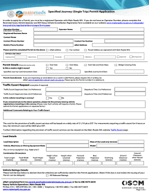 Specified Journey Permit Application