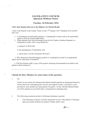 Mental Health Discharge Form