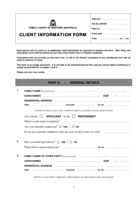 Family Court Client Information Form